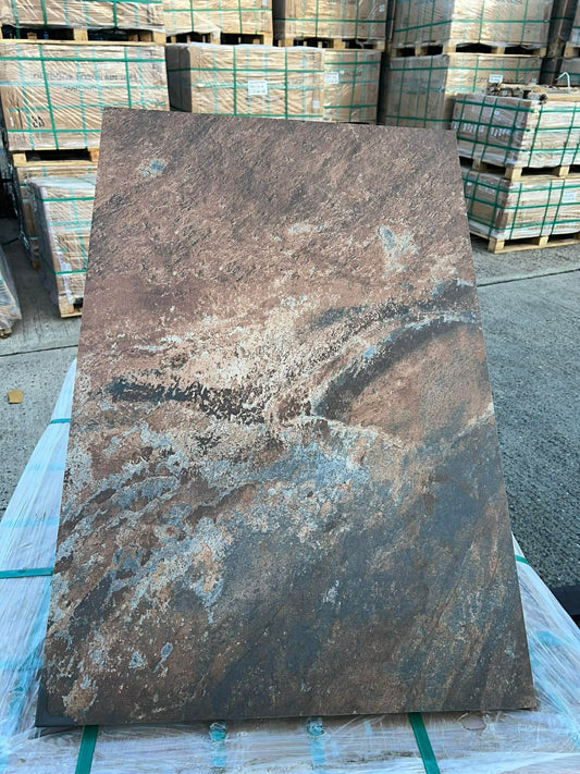 Copper Slate Porcelain Paving Slabs 900x600x20mm - Save & Pave