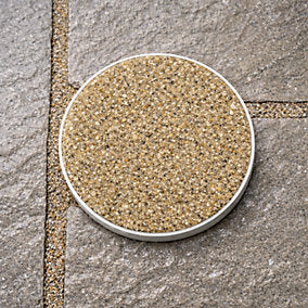 Joint Tec Buff Sand 15kg paving jointing compound in bucket, ready-to-use brush-in grout for sandstone and light-coloured paving