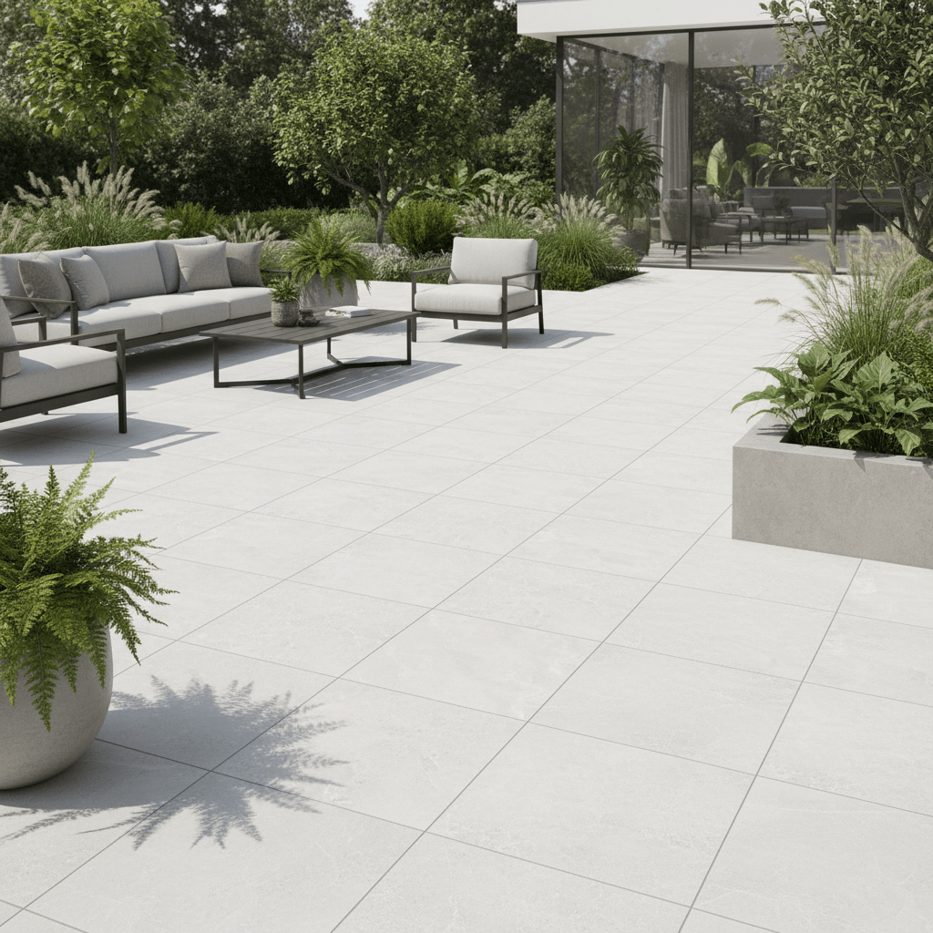 Storm Bianco Porcelain Paving Slabs 900x600x20mm - Save & Pave
