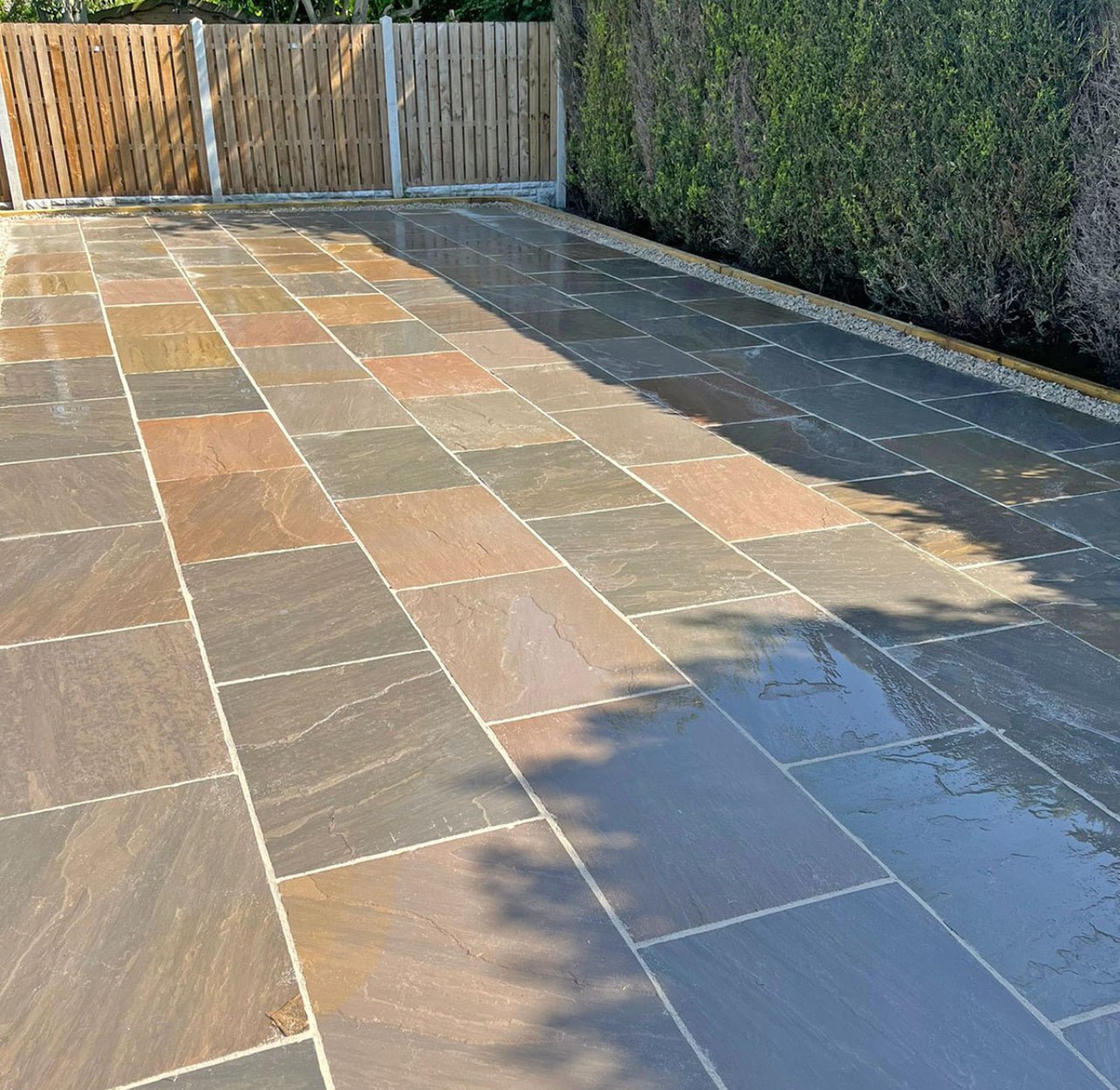Autumn Brown Sandstone Paving Slabs Mixed Sizes 18mm Calibrated - Save & Pave