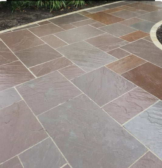 Autumn Brown Sandstone Paving Slabs Mixed Sizes 18mm Calibrated - Save & Pave