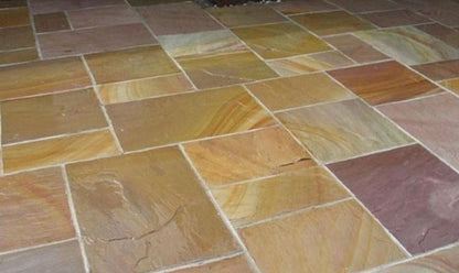 Buff Blend Indian Sandstone Paving Slabs Mixed Sizes 18mm - Save & Pave
