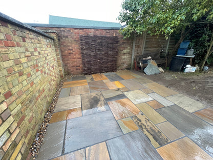 Buff Blend Indian Sandstone Paving Slabs Mixed Sizes 18mm - Save & Pave