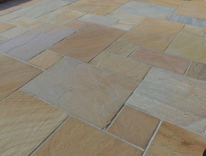 Camel Buff Sandstone Paving Slabs Mixed Pack 22mm Calibrated - Save & Pave