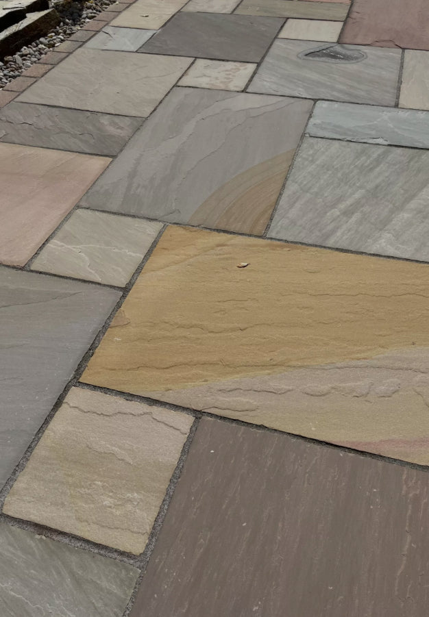 Camel Buff Sandstone Paving Slabs Mixed Pack 22mm Calibrated - Save & Pave