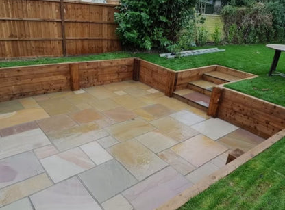 Camel Buff Sandstone Paving Slabs Mixed Pack 22mm Calibrated - Save & Pave