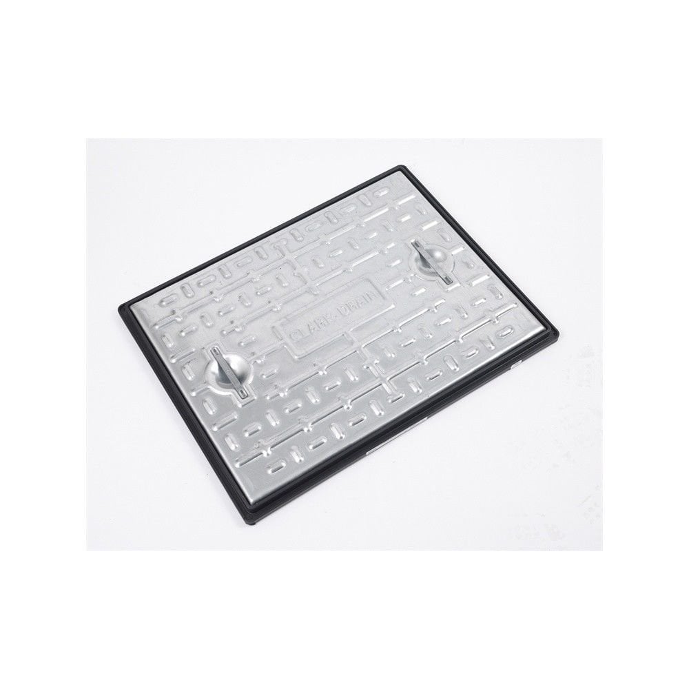Clark Drain - 600x450mm 10-Tonne Manhole Cover & Frame Galvanised Steel Access Inspection - Save & Pave