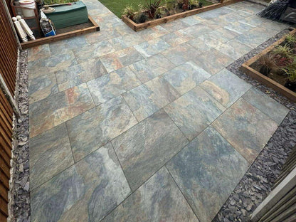 Copper Slate Porcelain Paving Slabs 900x600x20mm - Save & Pave
