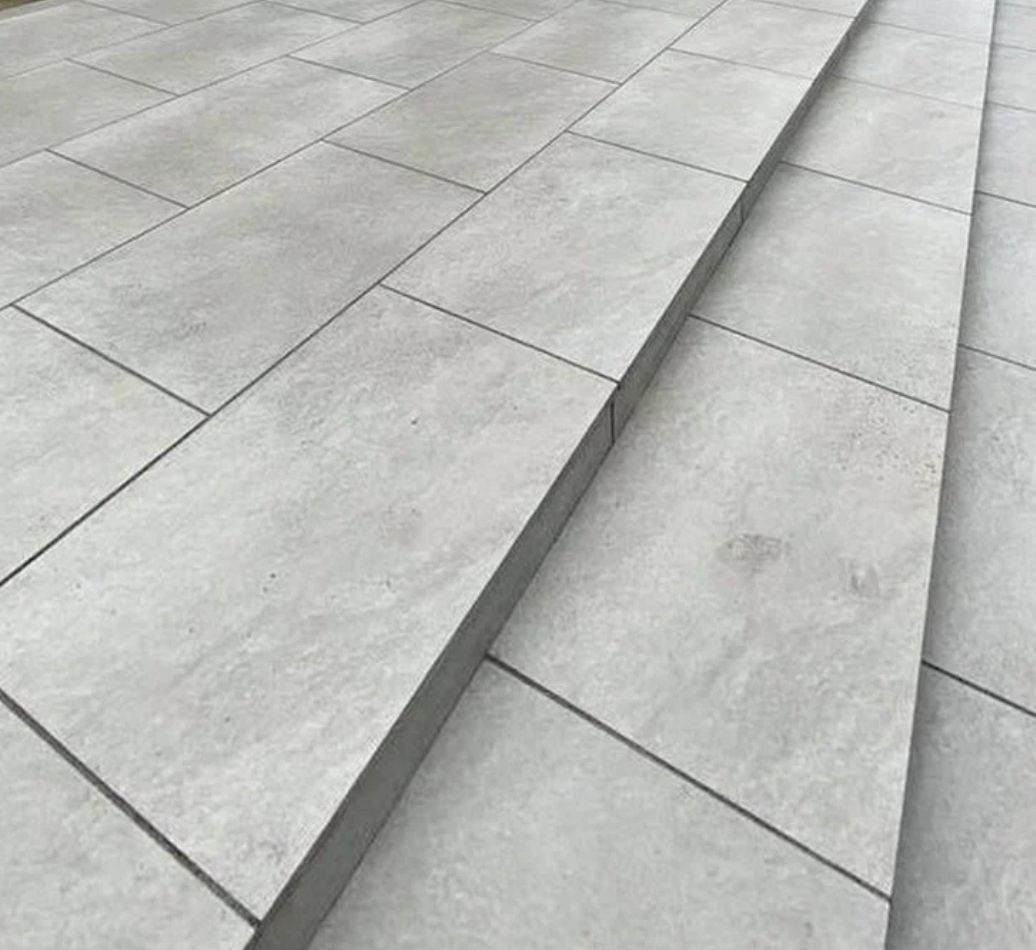Hammer Stone Grey Porcelain Paving Slabs 900x600x20mm - Save & Pave