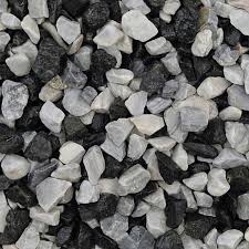 Close-up of 20mm Black Ice chippings showing dark grey and black angular stone gravel