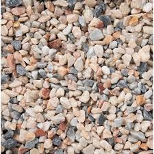 Close up of Flamenco gravel 20mm showing pink grey and white stones
