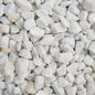 Close up of Polar White 20mm angular white marble gravel