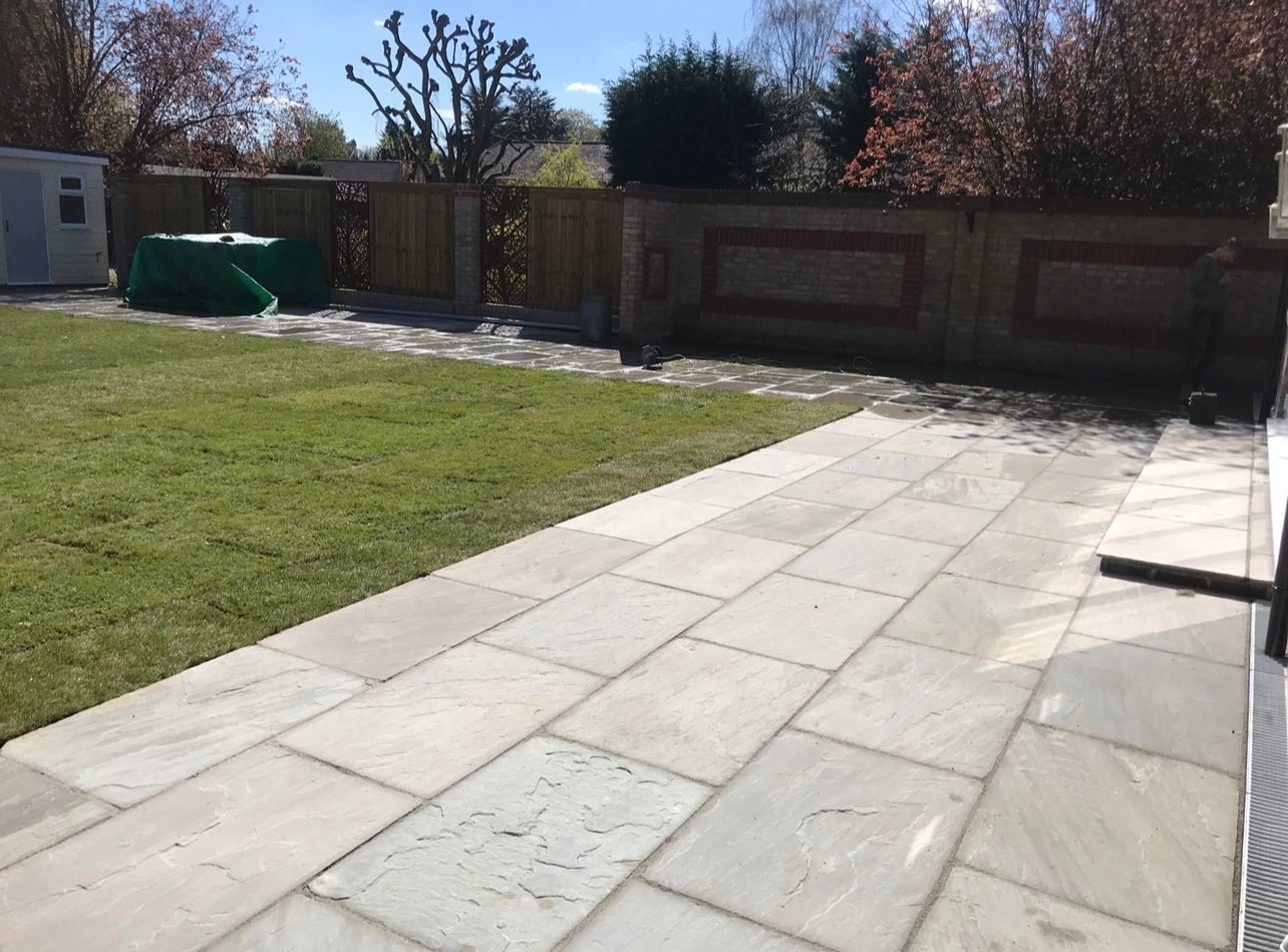 Kandla Grey Indian Sandstone Paving Slabs 900x600x20mm - Save & Pave