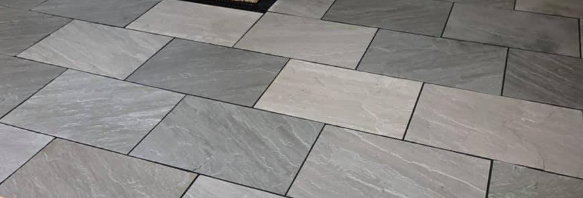 Kandla Grey Indian Sandstone Paving Slabs 900x600x20mm - Save & Pave