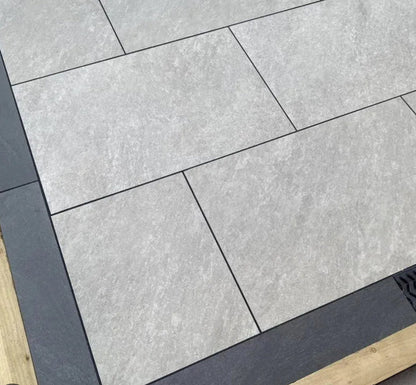 Quartz Grey Porcelain Paving Slabs 900x600x20mm - Save & Pave