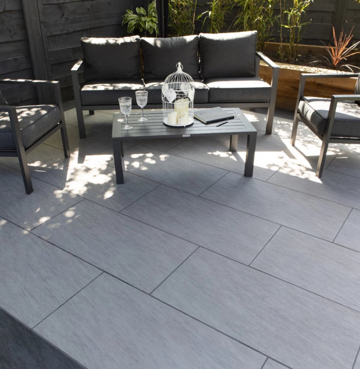 Quartz Grey Porcelain Paving Slabs 900x600x20mm - Save & Pave