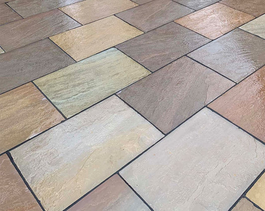 Raj Green Indian Sandstone Paving Slabs 900x600x18mm - Save & Pave