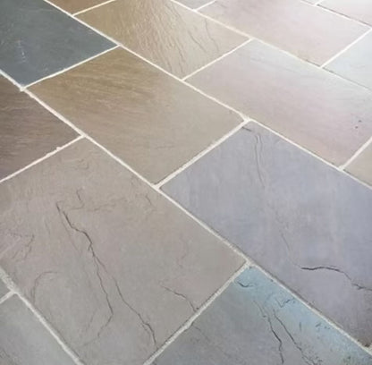 Raj Green Indian Sandstone Paving Slabs 900x600x18mm - Save & Pave