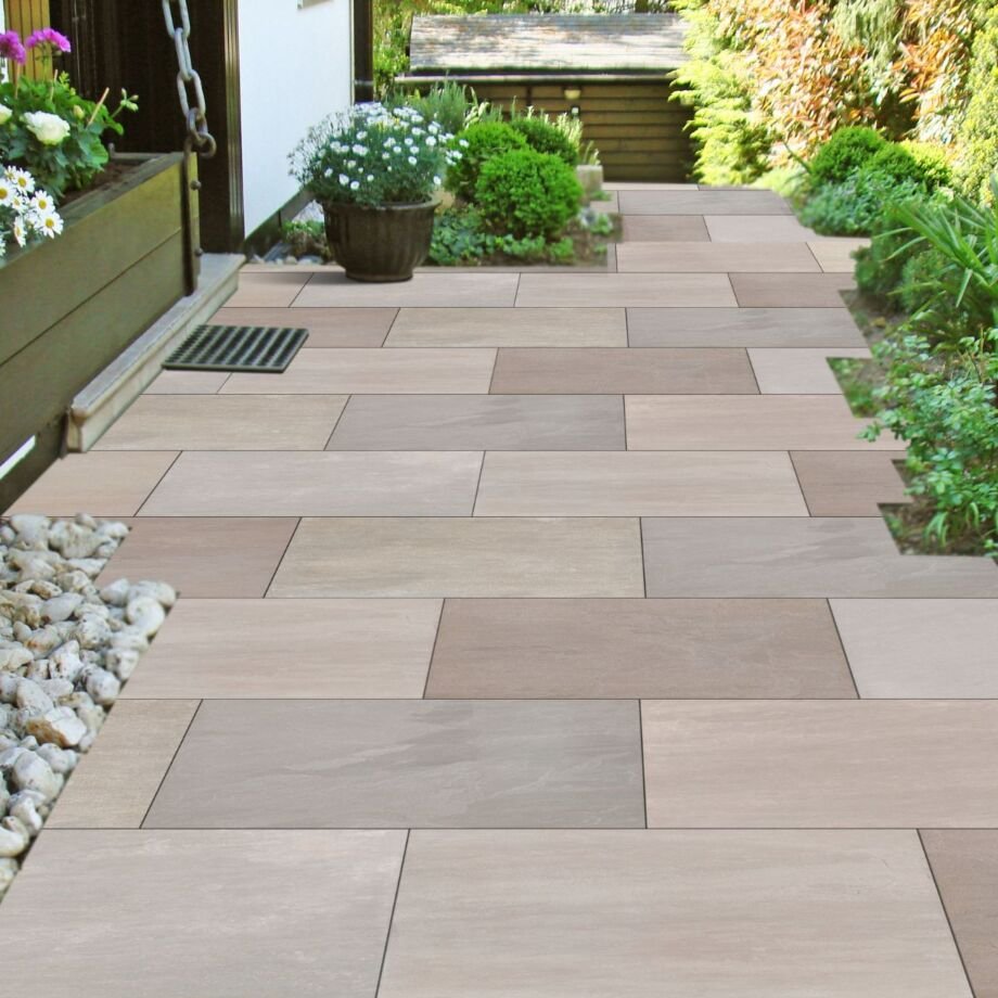 Raj Green Porcelain Paving Slabs 900x600x20mm - Save & Pave