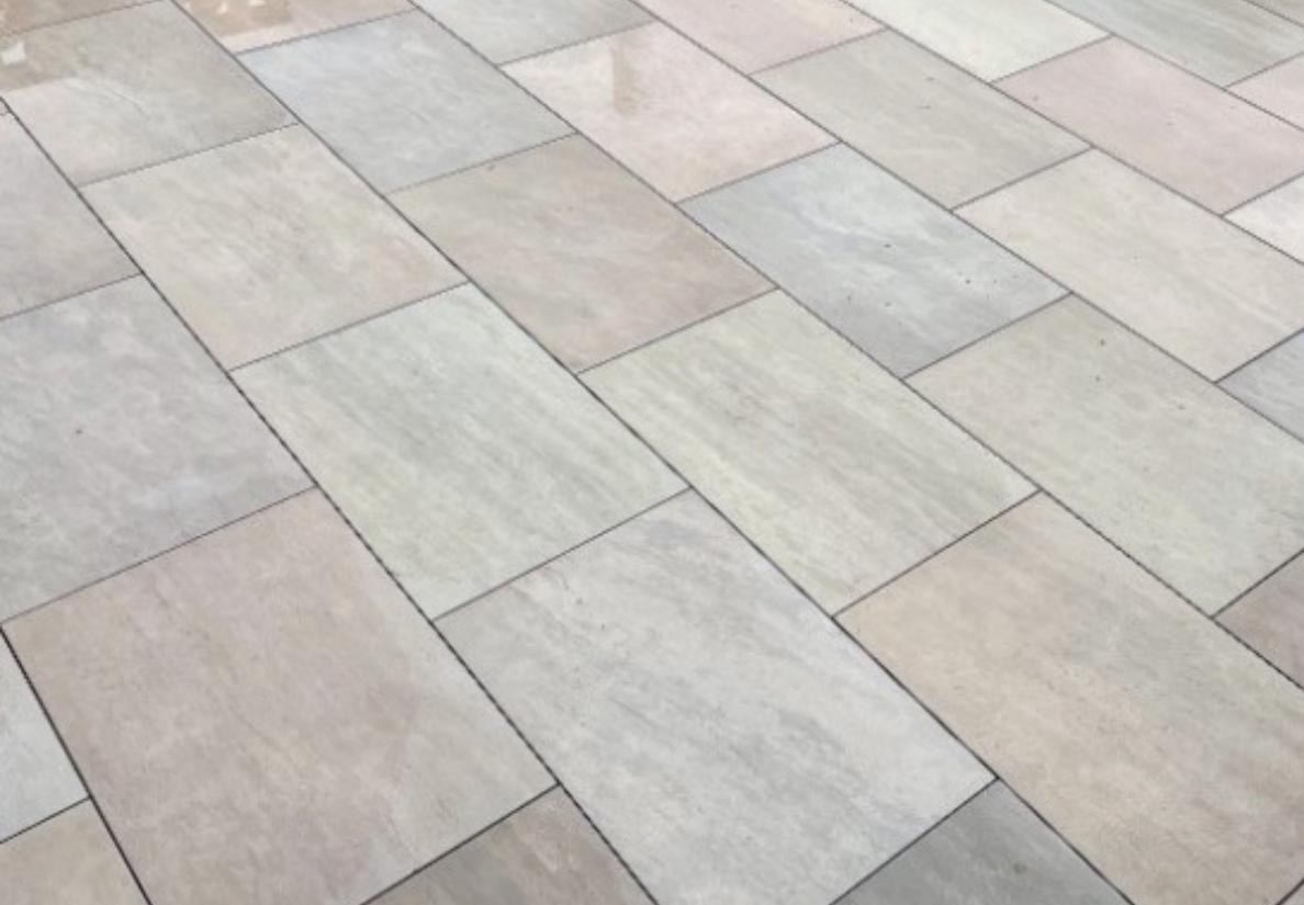 Raj Green Porcelain Paving Slabs 900x600x20mm - Save & Pave