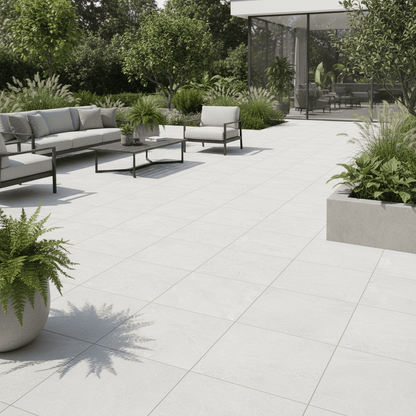 Storm Bianco Porcelain Paving Slabs 900x600x20mm - Save & Pave
